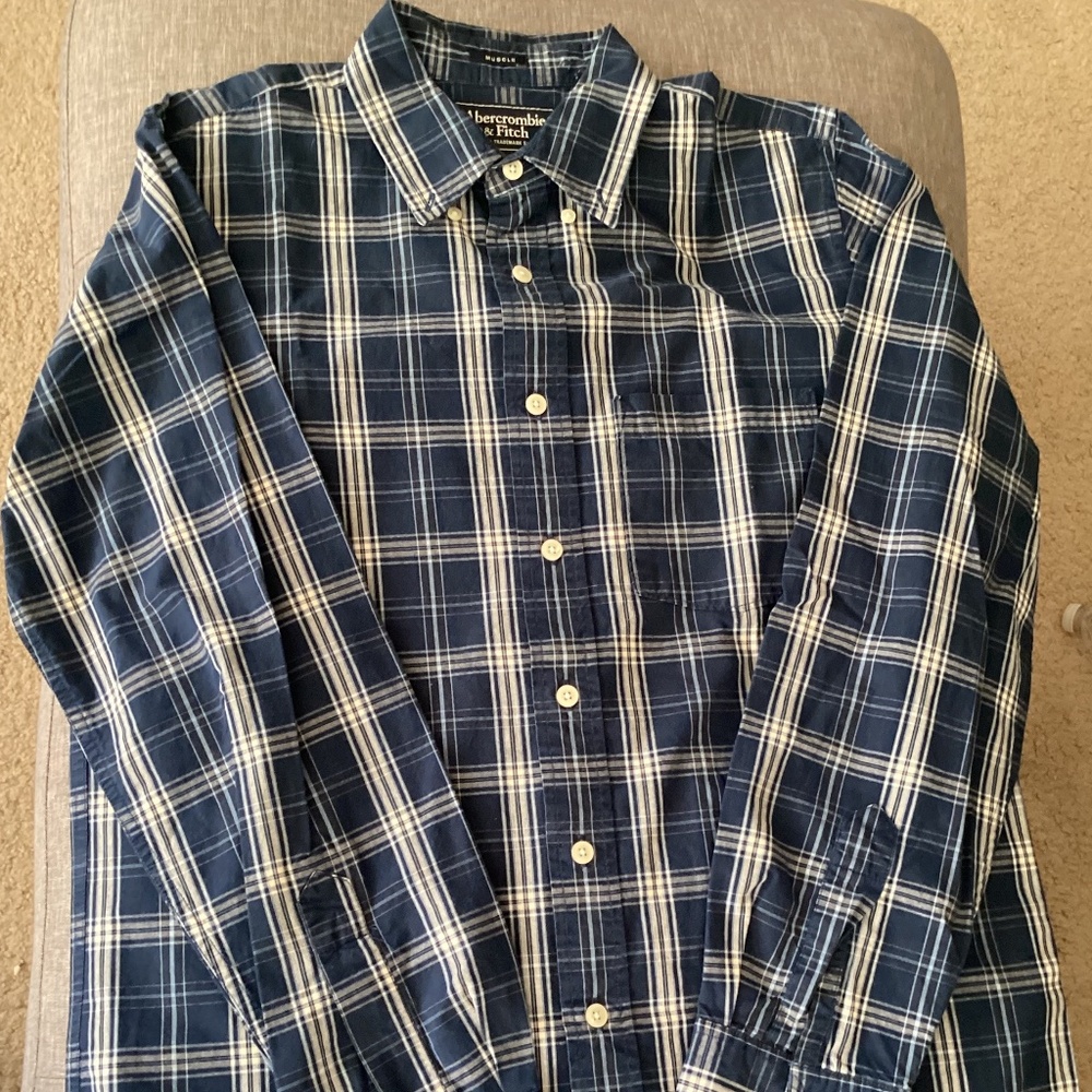 Abercrombie & Fitch Mens muscle plaid long sleeve shirt